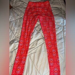LuLaRoe Red Heart Pattern Leggings